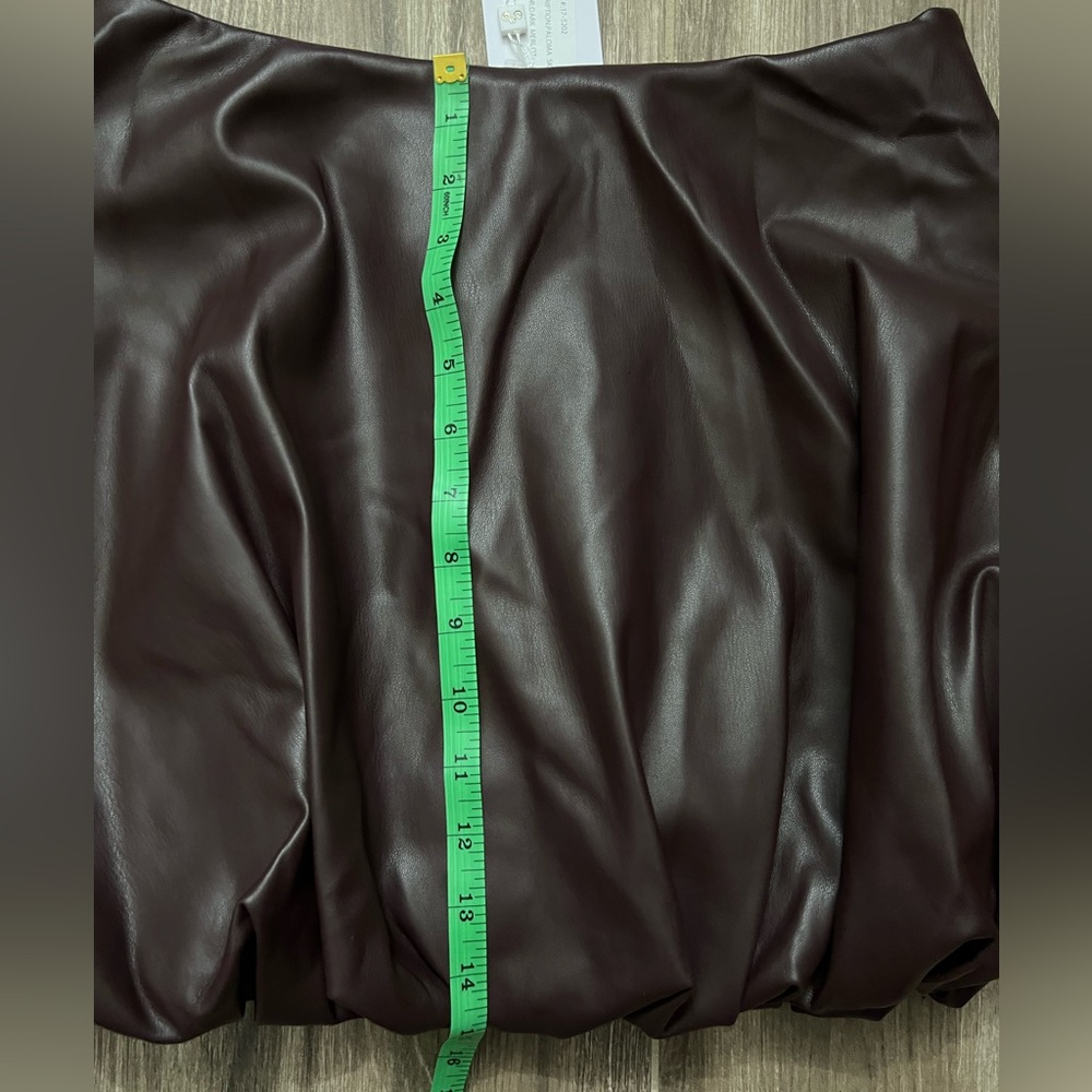 Torn By Ronny Kobo Paloma faux leather bubble mini skirt Sz S - Picture 5 of 7